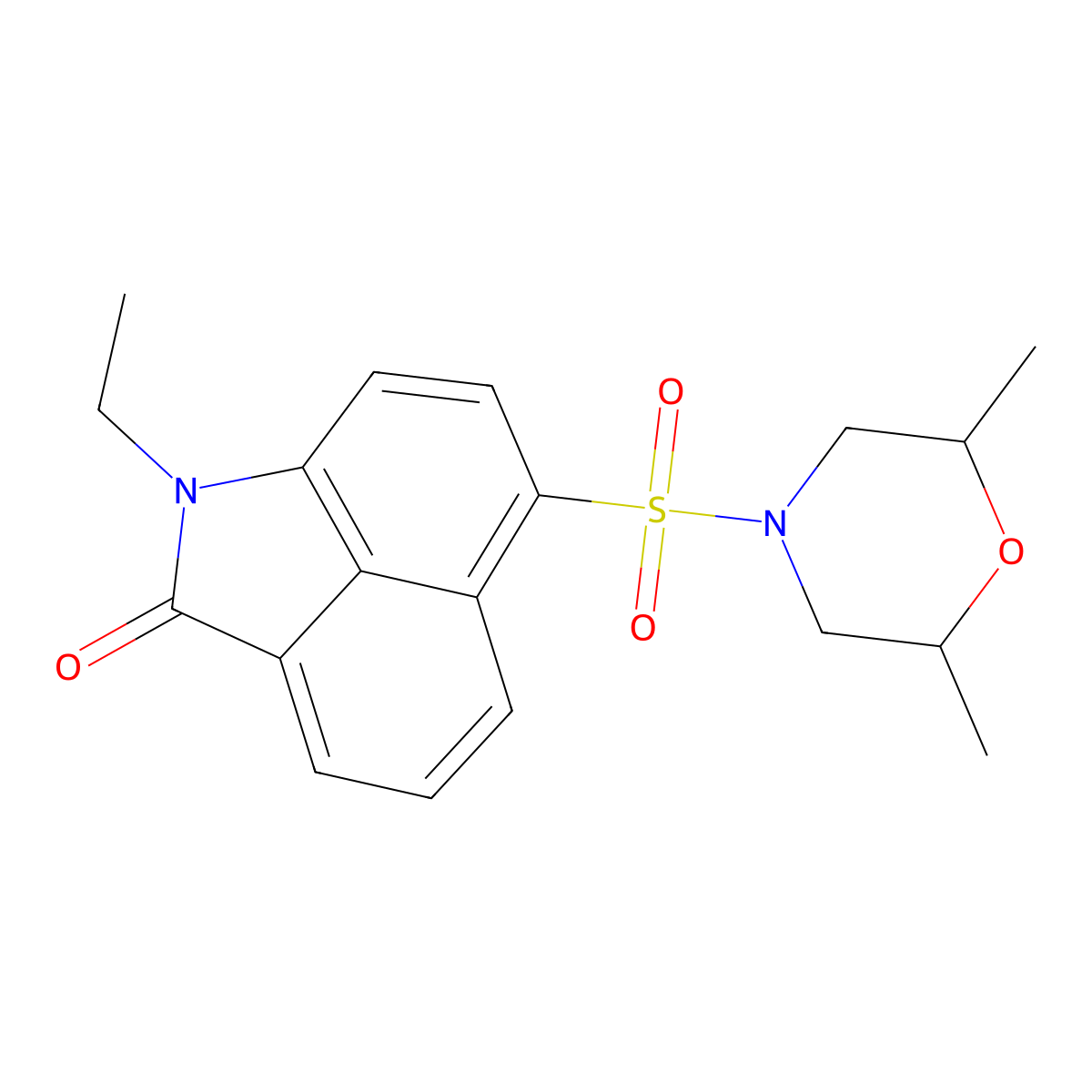 6-((2,6-dimethylmorpholino)sulfonyl)-1-ethylbenzo[cd]indol-2(1H)-one molecular structure, CAS 438489-19-1
