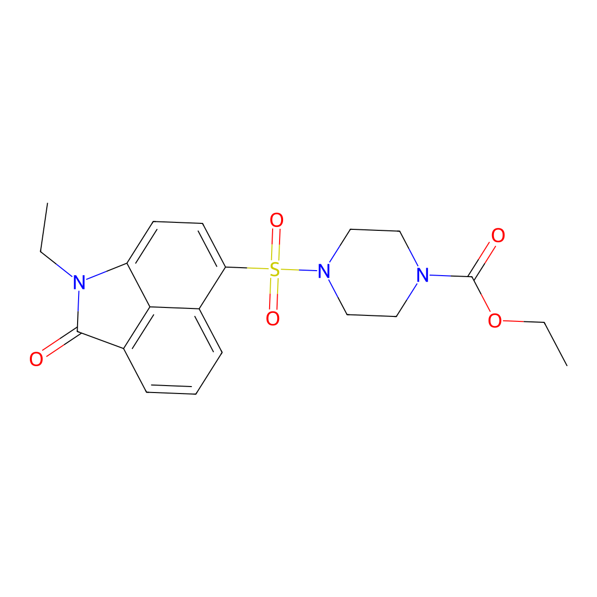 Ethyl 4-((1-ethyl-2-oxo-1,2-dihydrobenzo[cd]indol-6-yl)sulfonyl)piperazine-1-carboxylate molecular structure, CAS 438489-23-7