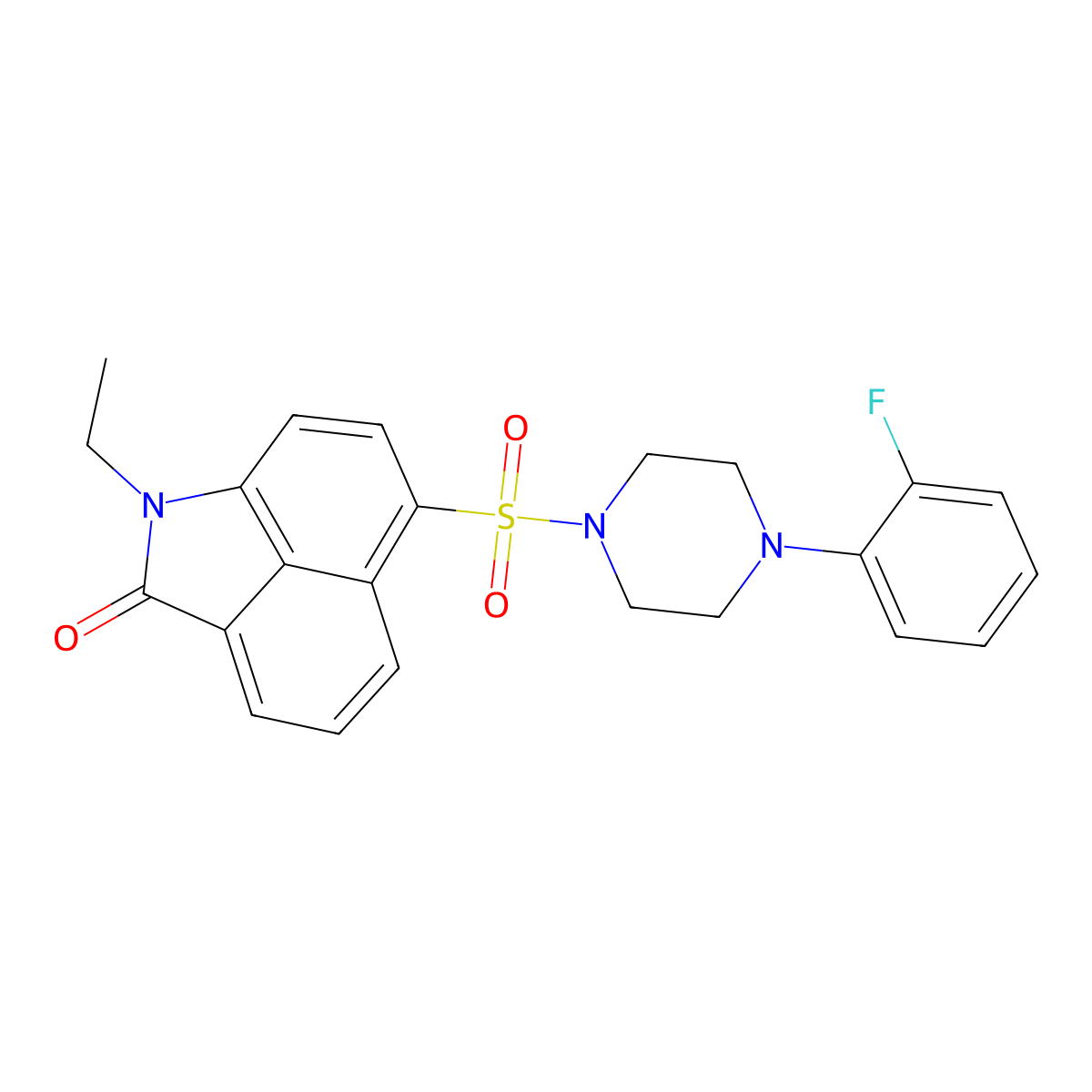 1-ethyl-6-((4-(2-fluorophenyl)piperazin-1-yl)sulfonyl)benzo[cd]indol-2(1H)-one molecular structure, CAS 438489-27-1