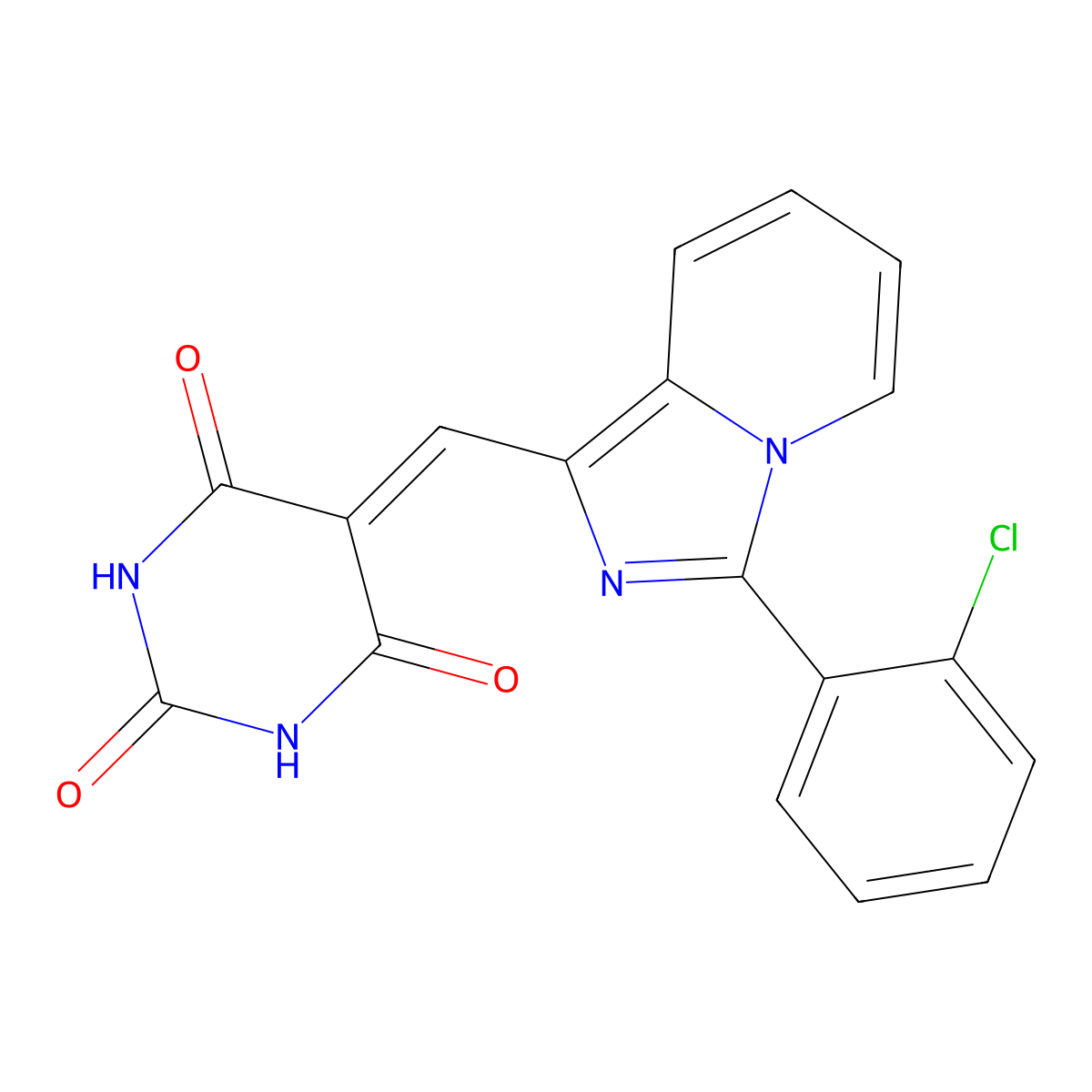 5-{[3-(2-Chlorophenyl)imidazo[1,5-a]pyridin-1-yl]methylidene}-1,3-diazinane-2,4,6-trione molecular structure, CAS 438489-65-7