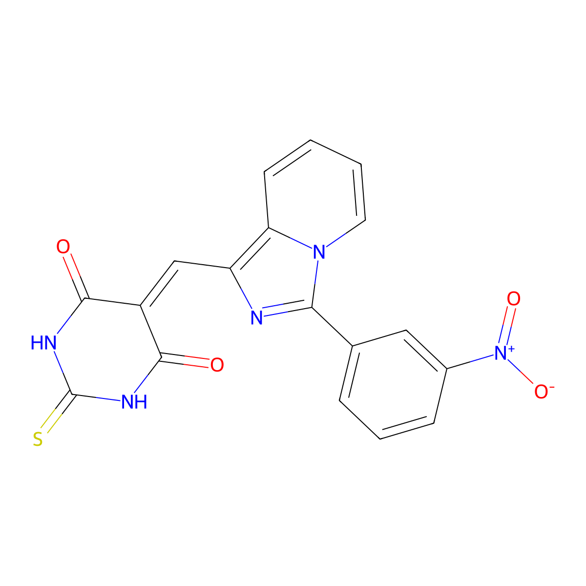 5-((3-(3-nitrophenyl)imidazo[1,5-a]pyridin-1-yl)methylene)-2-thioxodihydropyrimidine-4,6(1H,5H)-dione molecular structure, CAS 438489-71-5