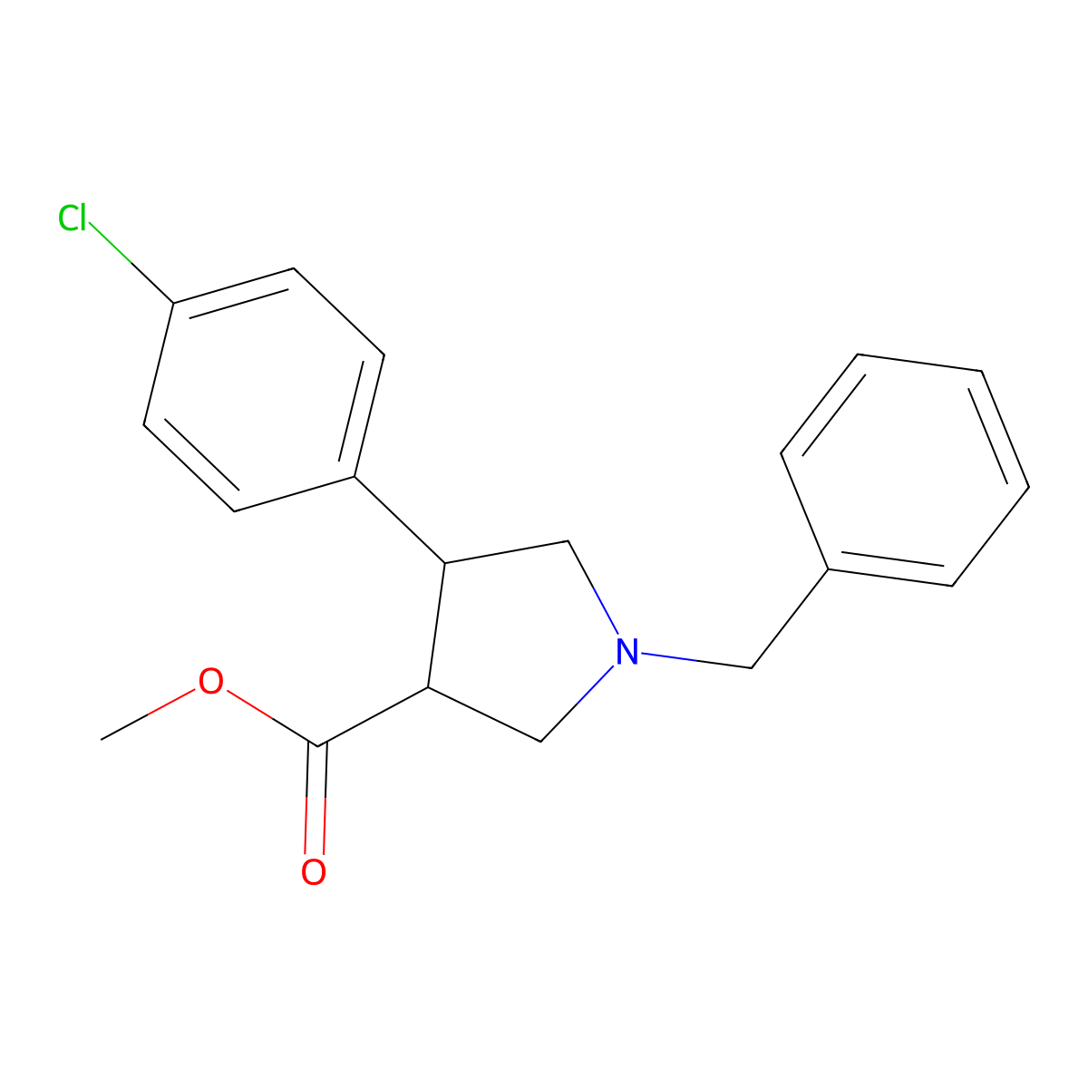Methyl 1-benzyl-4-(4-chlorophenyl)pyrrolidine-3-carboxylate molecular structure, CAS 438492-34-3