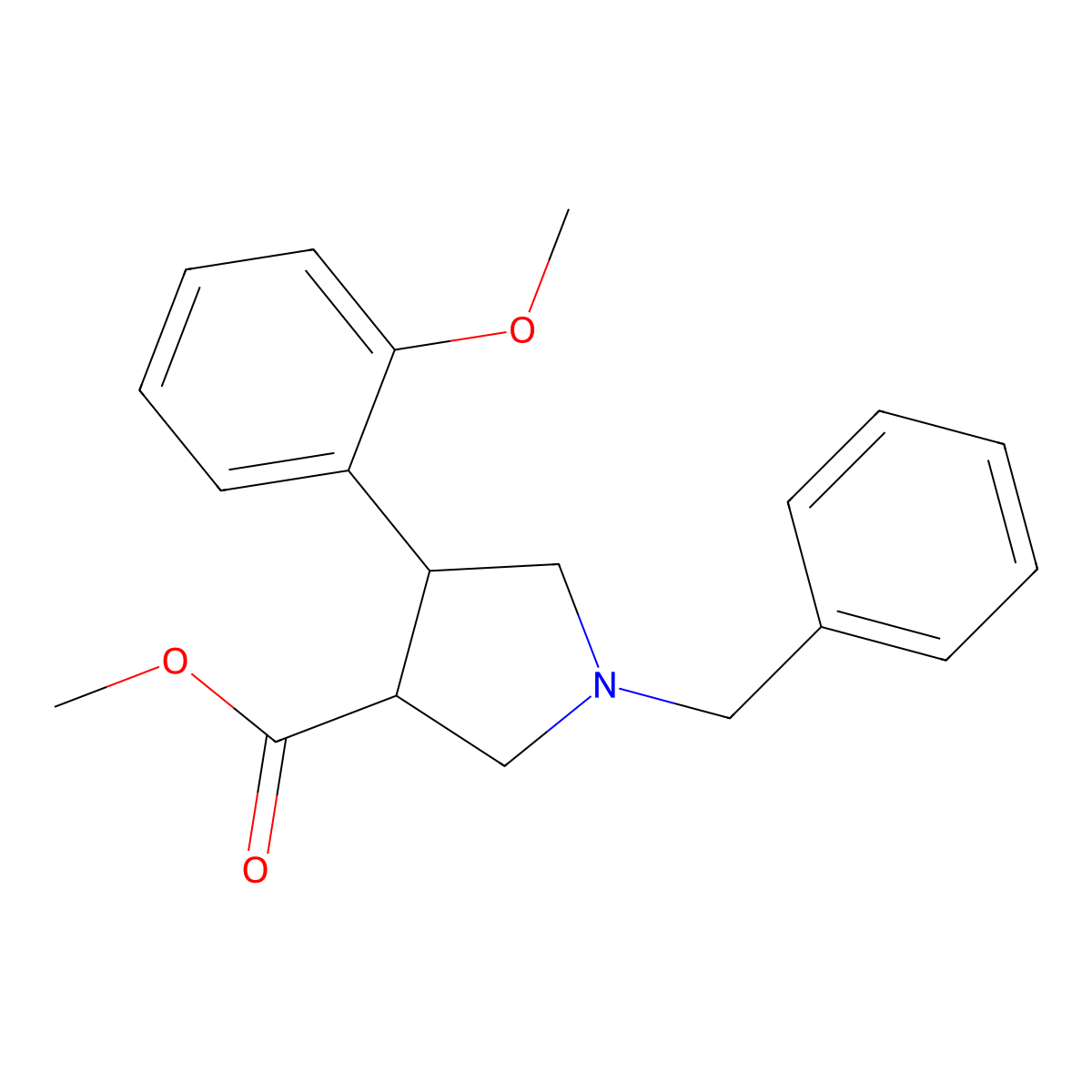 Methyl 1-benzyl-4-(2-methoxyphenyl)pyrrolidine-3-carboxylate molecular structure, CAS 438492-37-6