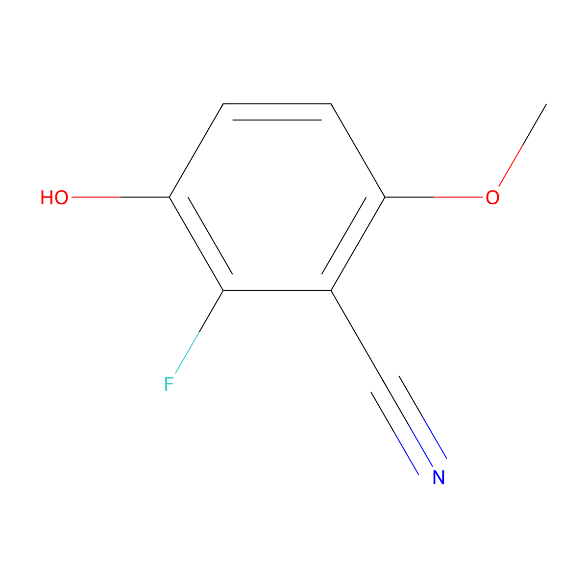 2-Fluoro-3-hydroxy-6-methoxybenzonitrile molecular structure, CAS 438497-15-5