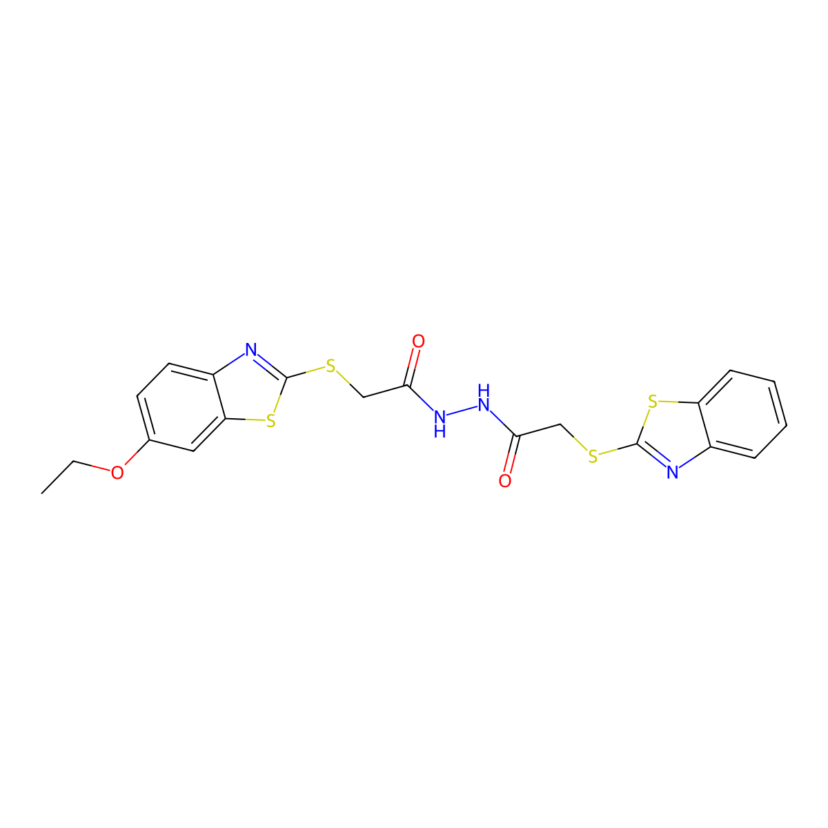 2-(1,3-benzothiazol-2-ylsulfanyl)-N'-{[(6-ethoxy-1,3-benzothiazol-2-yl)sulfanyl]acetyl}acetohydrazide molecular structure, CAS 438528-50-8