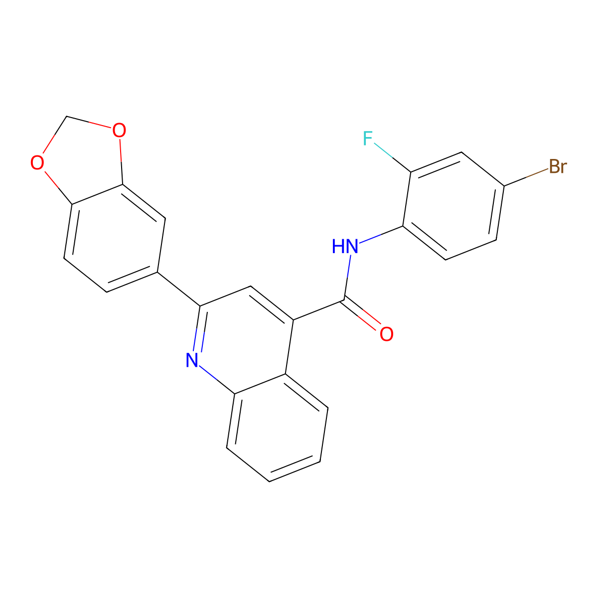 2-(1,3-benzodioxol-5-yl)-N-(4-bromo-2-fluorophenyl)-4-quinolinecarboxamide molecular structure, CAS 438528-66-6