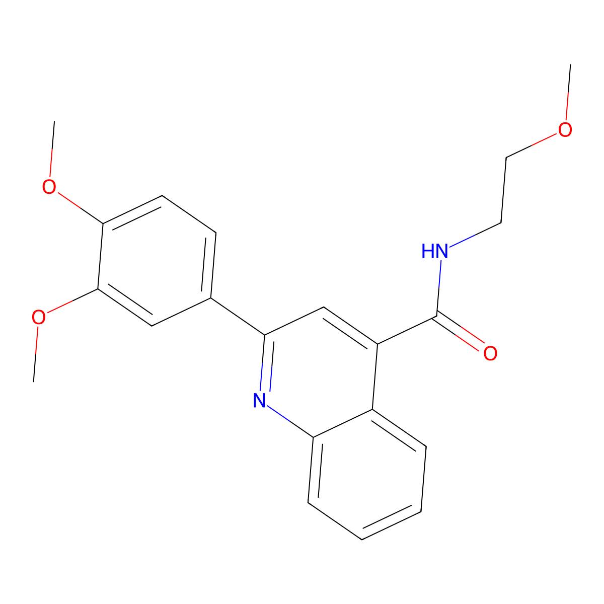 2-(3,4-dimethoxyphenyl)-N-(2-methoxyethyl)quinoline-4-carboxamide molecular structure, CAS 438528-69-9