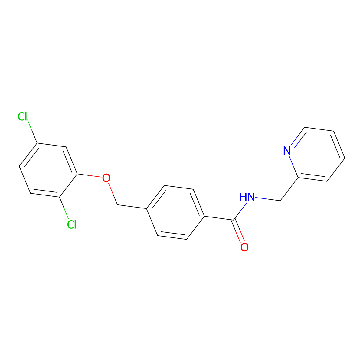 4-[(2,5-dichlorophenoxy)methyl]-N-(pyridin-2-ylmethyl)benzamide molecular structure, CAS 438528-75-7