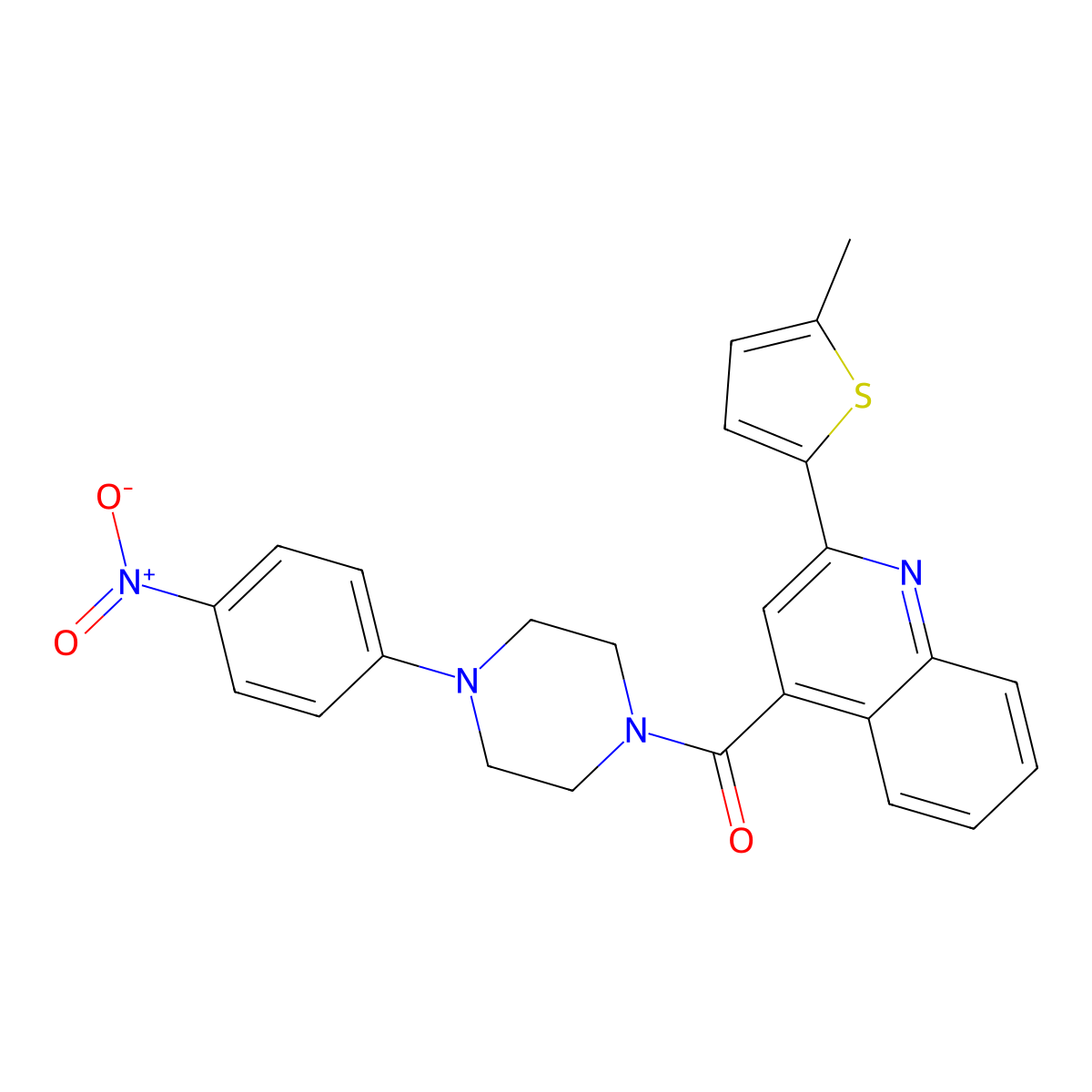 [2-(5-Methylthiophen-2-yl)quinolin-4-yl]-[4-(4-nitrophenyl)piperazin-1-yl]methanone molecular structure, CAS 438528-79-1