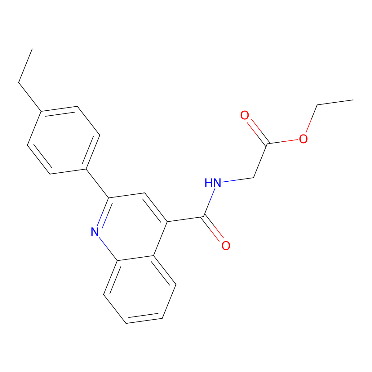 Ethyl 2-[[2-(4-ethylphenyl)quinoline-4-carbonyl]amino]acetate molecular structure, CAS 438528-93-9