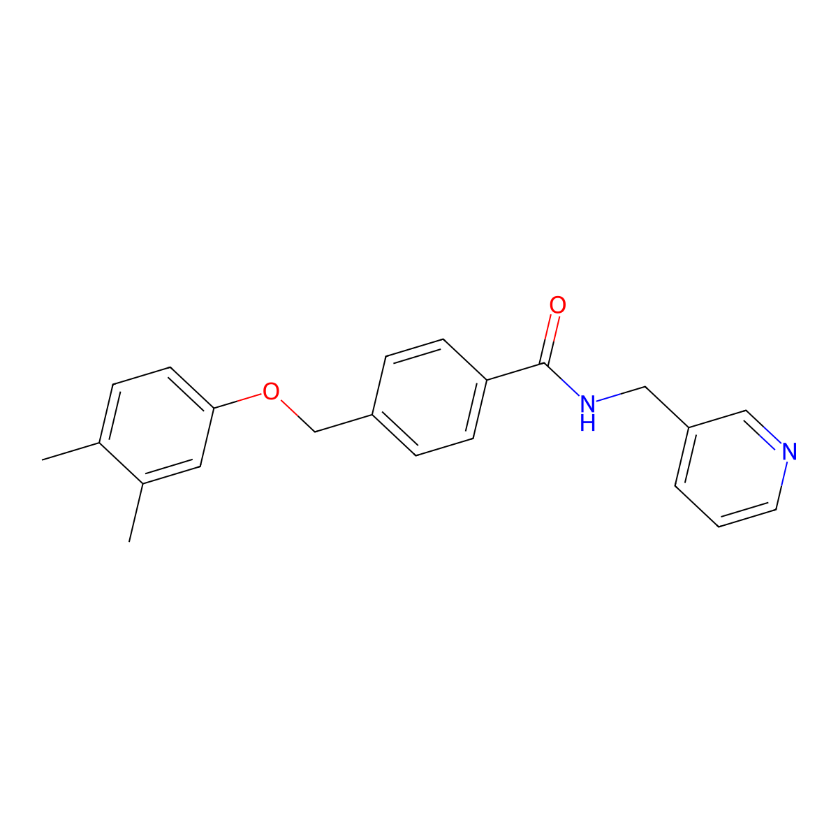 4-[(3,4-dimethylphenoxy)methyl]-N-(pyridin-3-ylmethyl)benzamide molecular structure, CAS 438529-12-5