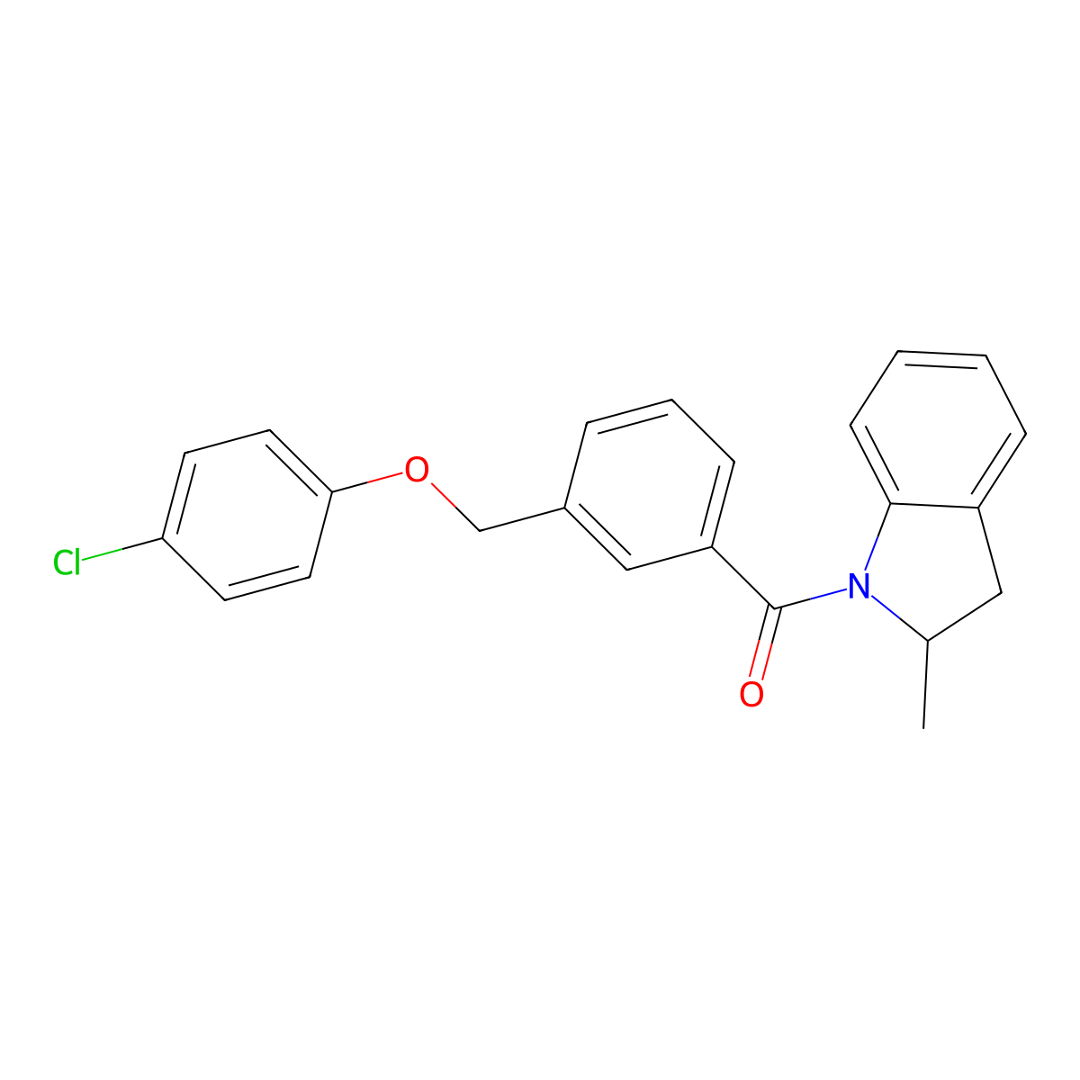 [3-[(4-Chlorophenoxy)methyl]phenyl]-(2-methyl-2,3-dihydroindol-1-yl)methanone molecular structure, CAS 438529-15-8