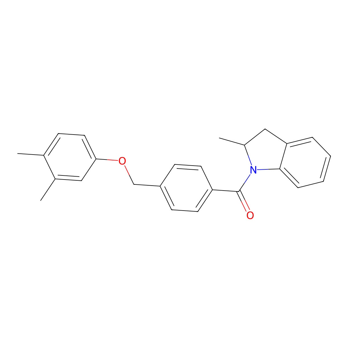 [4-[(3,4-Dimethylphenoxy)methyl]phenyl]-(2-methyl-2,3-dihydroindol-1-yl)methanone molecular structure, CAS 438529-28-3