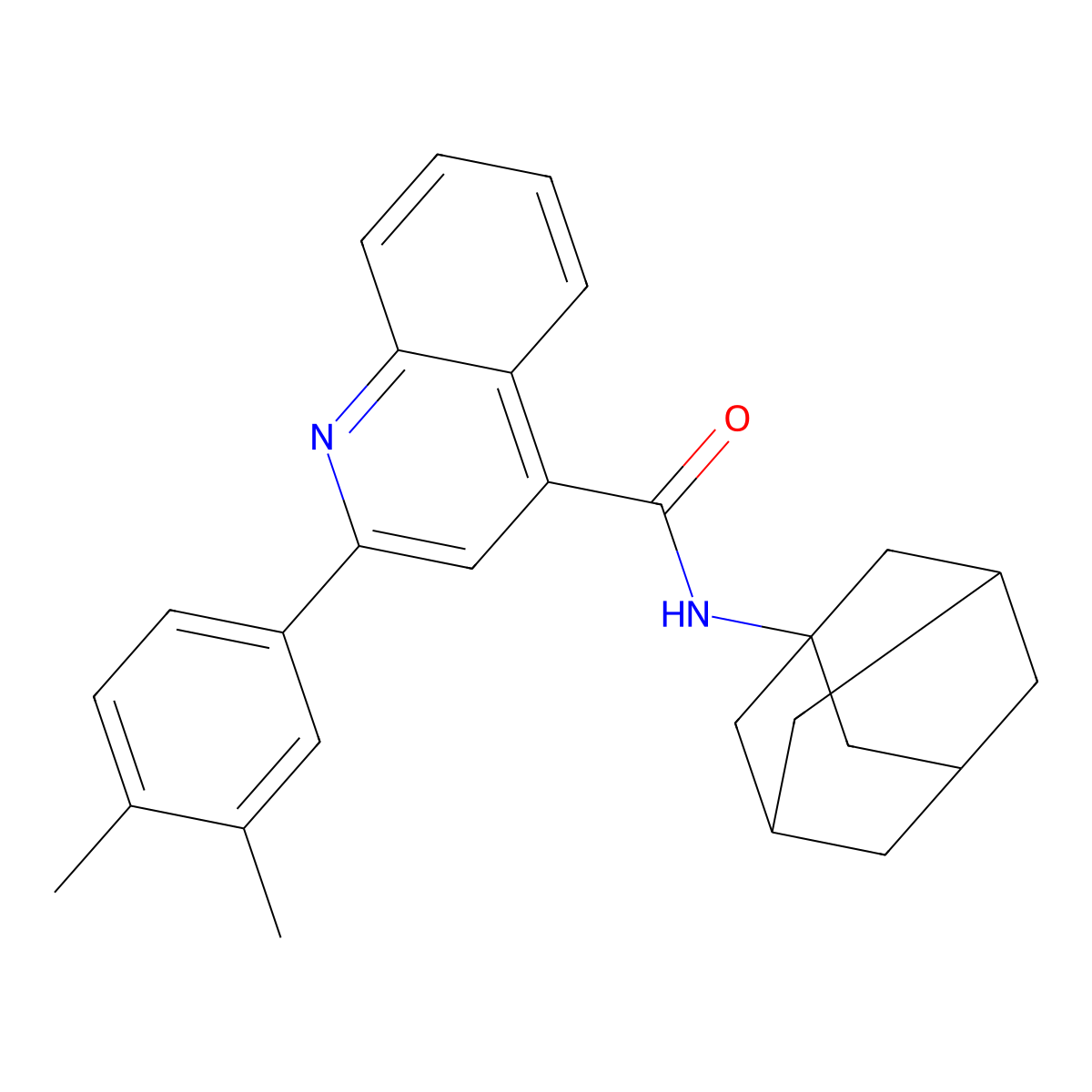 N-(1-adamantyl)-2-(3,4-dimethylphenyl)quinoline-4-carboxamide molecular structure, CAS 438529-37-4