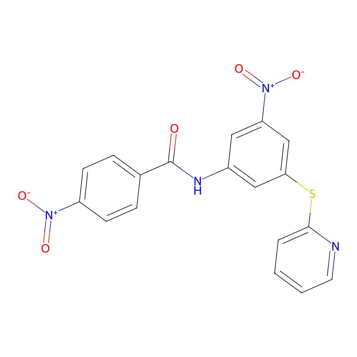 4-nitro-N-(3-nitro-5-pyridin-2-ylsulfanylphenyl)benzamide molecular structure, CAS 438529-40-9