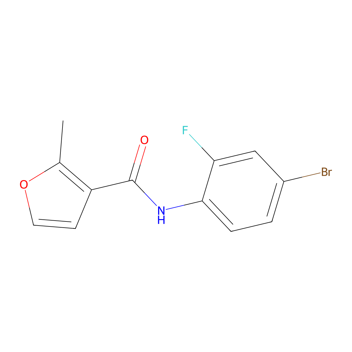 N-(4-bromo-2-fluorophenyl)-2-methylfuran-3-carboxamide molecular structure, CAS 438529-45-4
