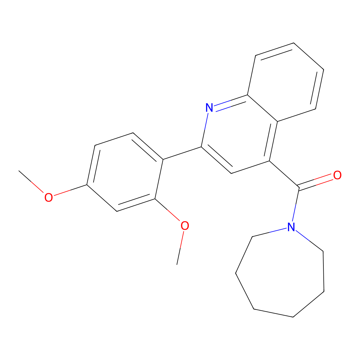 Azepan-1-yl-[2-(2,4-dimethoxyphenyl)quinolin-4-yl]methanone molecular structure, CAS 438529-53-4