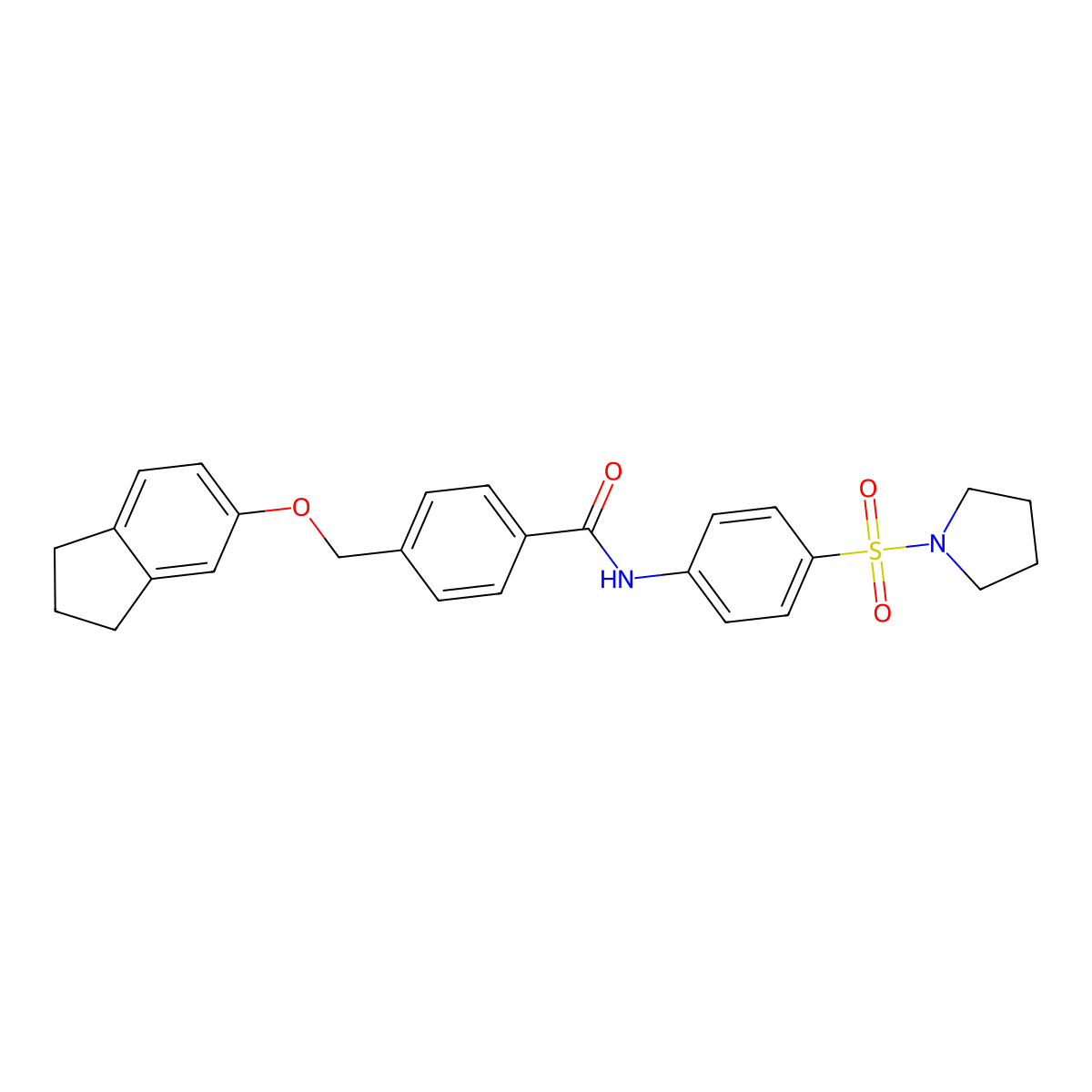 4-(2,3-dihydro-1H-inden-5-yloxymethyl)-N-(4-pyrrolidin-1-ylsulfonylphenyl)benzamide molecular structure, CAS 438529-63-6