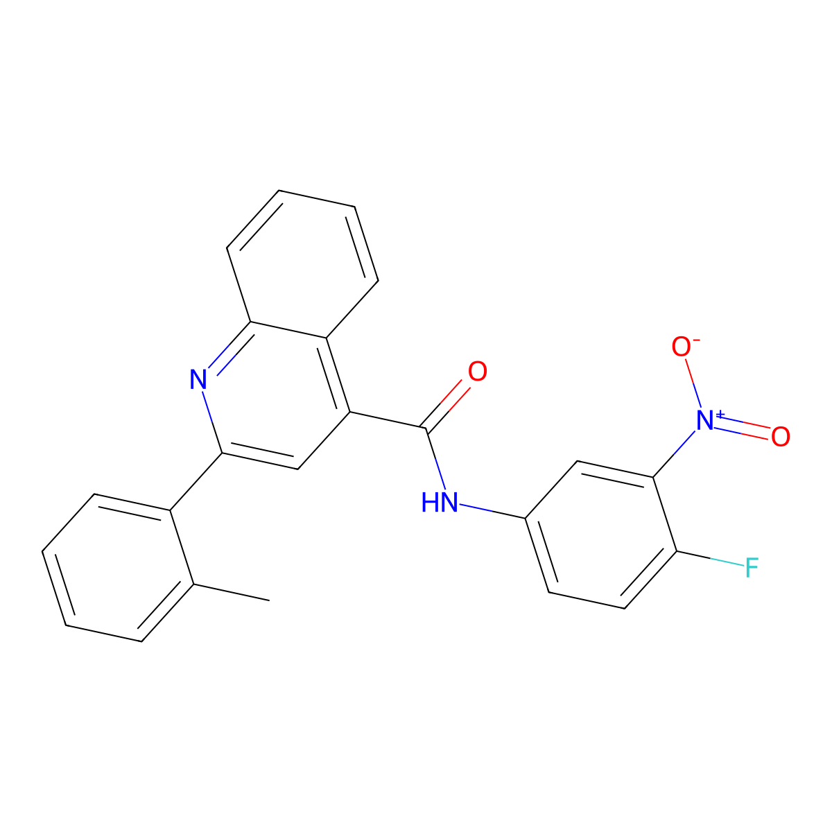 N-(4-fluoro-3-nitrophenyl)-2-(2-methylphenyl)quinoline-4-carboxamide molecular structure, CAS 438529-68-1