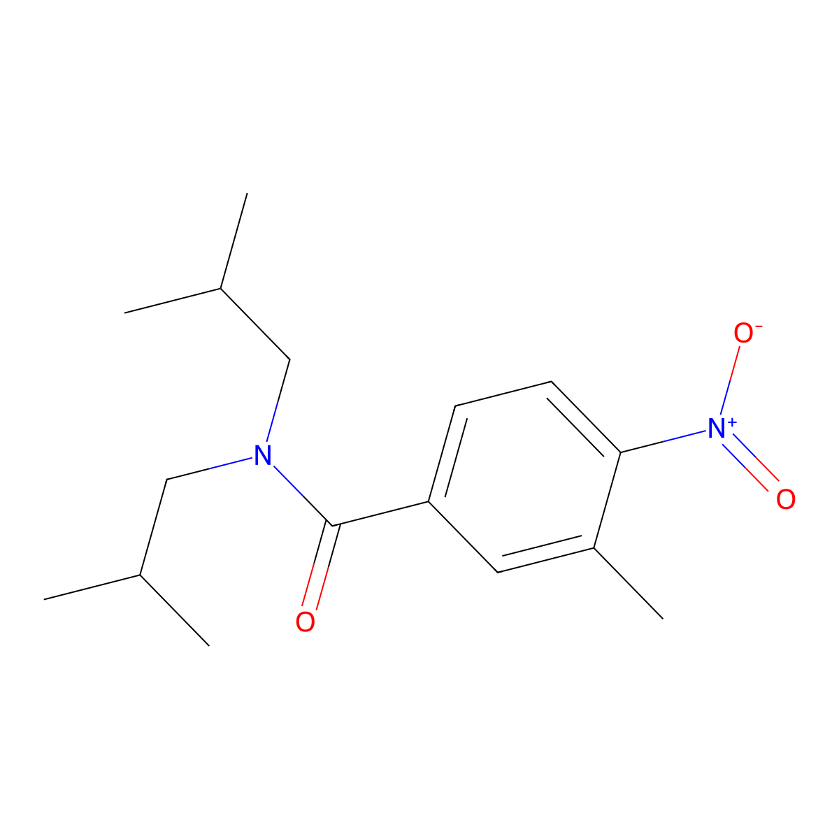 3-methyl-N,N-bis(2-methylpropyl)-4-nitrobenzamide molecular structure, CAS 438529-71-6