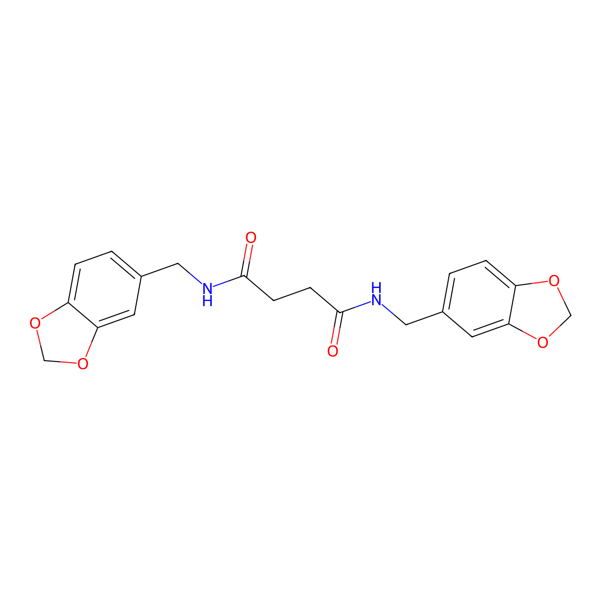 N,N'-bis(1,3-benzodioxol-5-ylmethyl)butanediamide molecular structure, CAS 438529-72-7