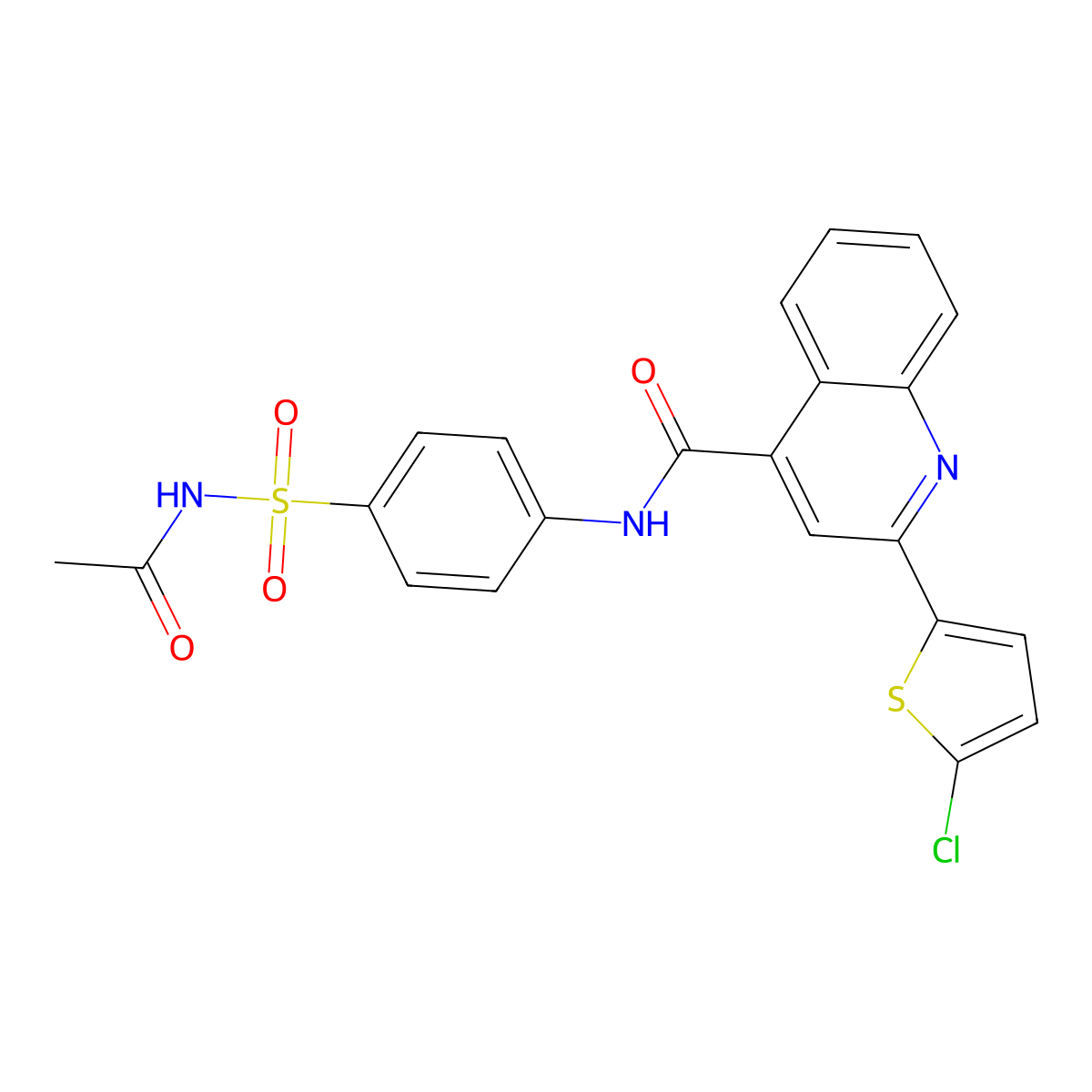 N-[4-(acetylsulfamoyl)phenyl]-2-(5-chlorothiophen-2-yl)quinoline-4-carboxamide molecular structure, CAS 438529-73-8