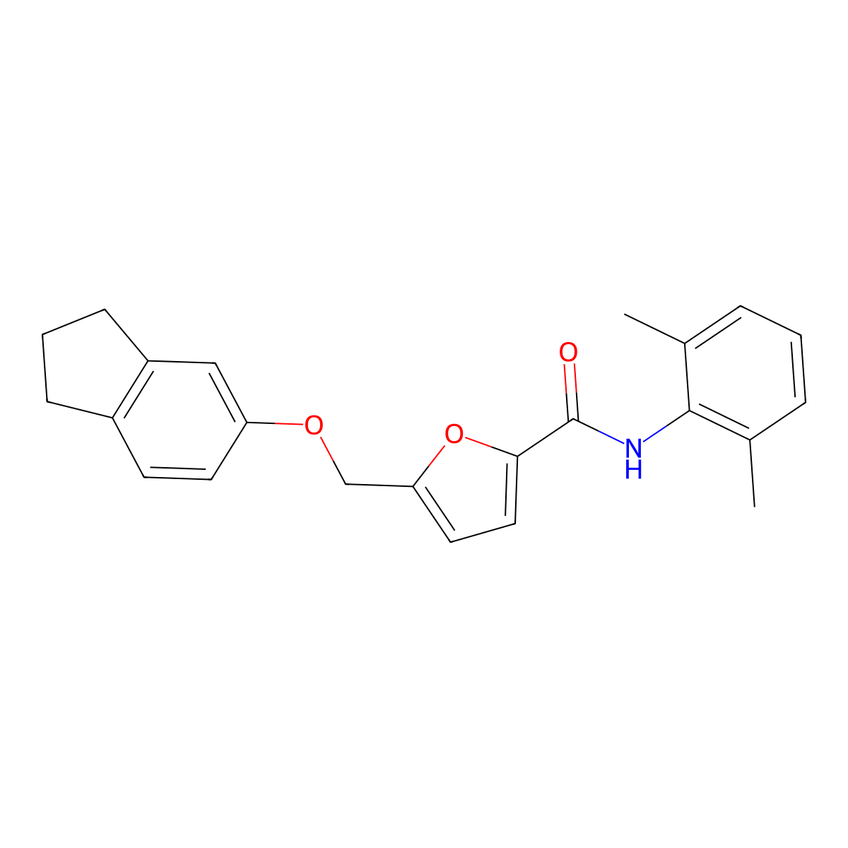 5-(2,3-dihydro-1H-inden-5-yloxymethyl)-N-(2,6-dimethylphenyl)furan-2-carboxamide molecular structure, CAS 438530-04-2