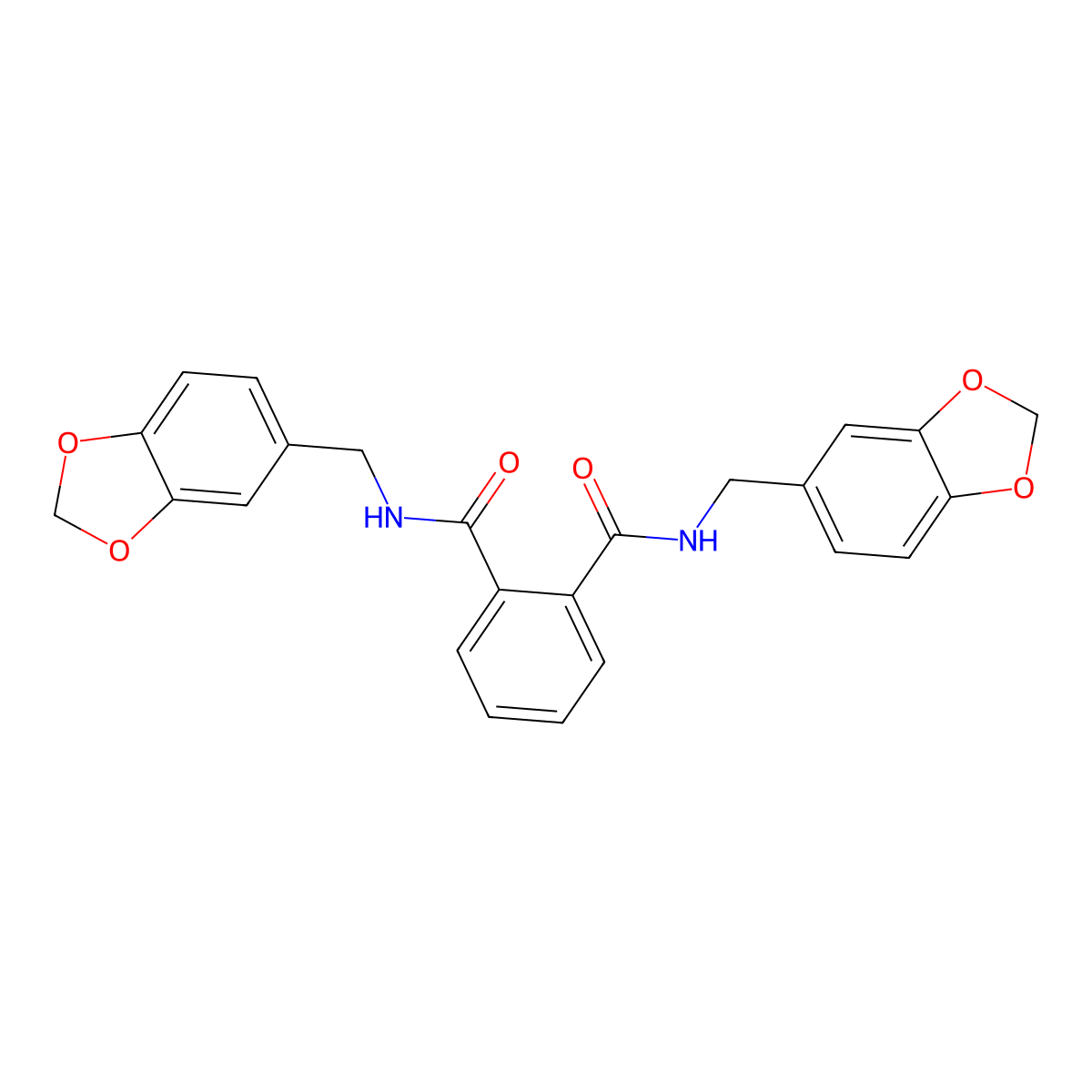 1-N,2-N-bis(1,3-benzodioxol-5-ylmethyl)benzene-1,2-dicarboxamide molecular structure, CAS 438530-10-0