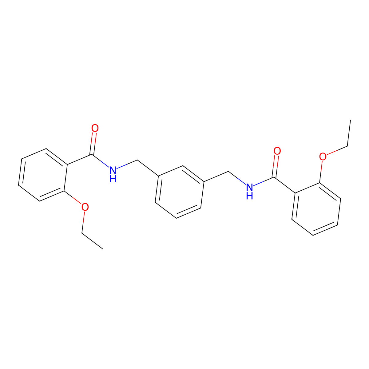 2-ethoxy-N-[[3-[[(2-ethoxybenzoyl)amino]methyl]phenyl]methyl]benzamide molecular structure, CAS 438530-23-5
