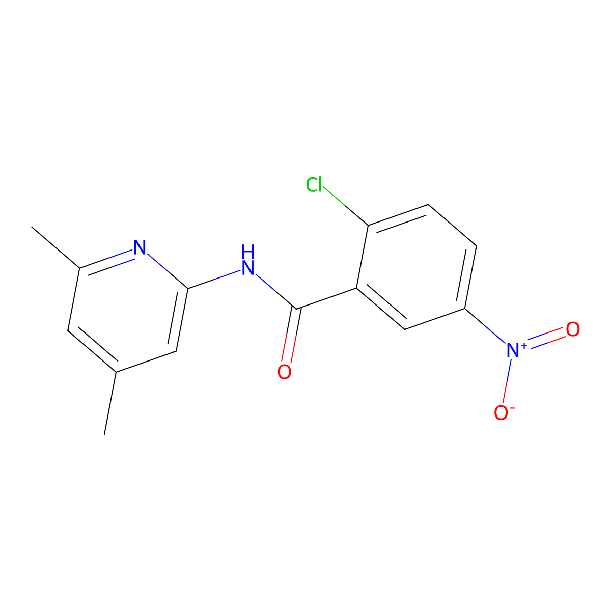 2-chloro-N-(4,6-dimethyl-2-pyridinyl)-5-nitrobenzamide molecular structure, CAS 438530-26-8