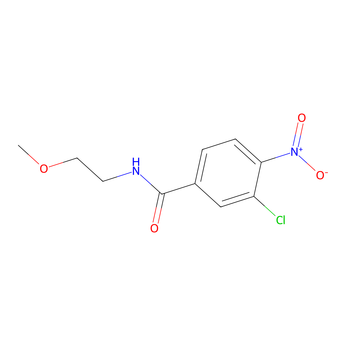 3-chloro-N-(2-methoxyethyl)-4-nitrobenzamide molecular structure, CAS 438530-28-0