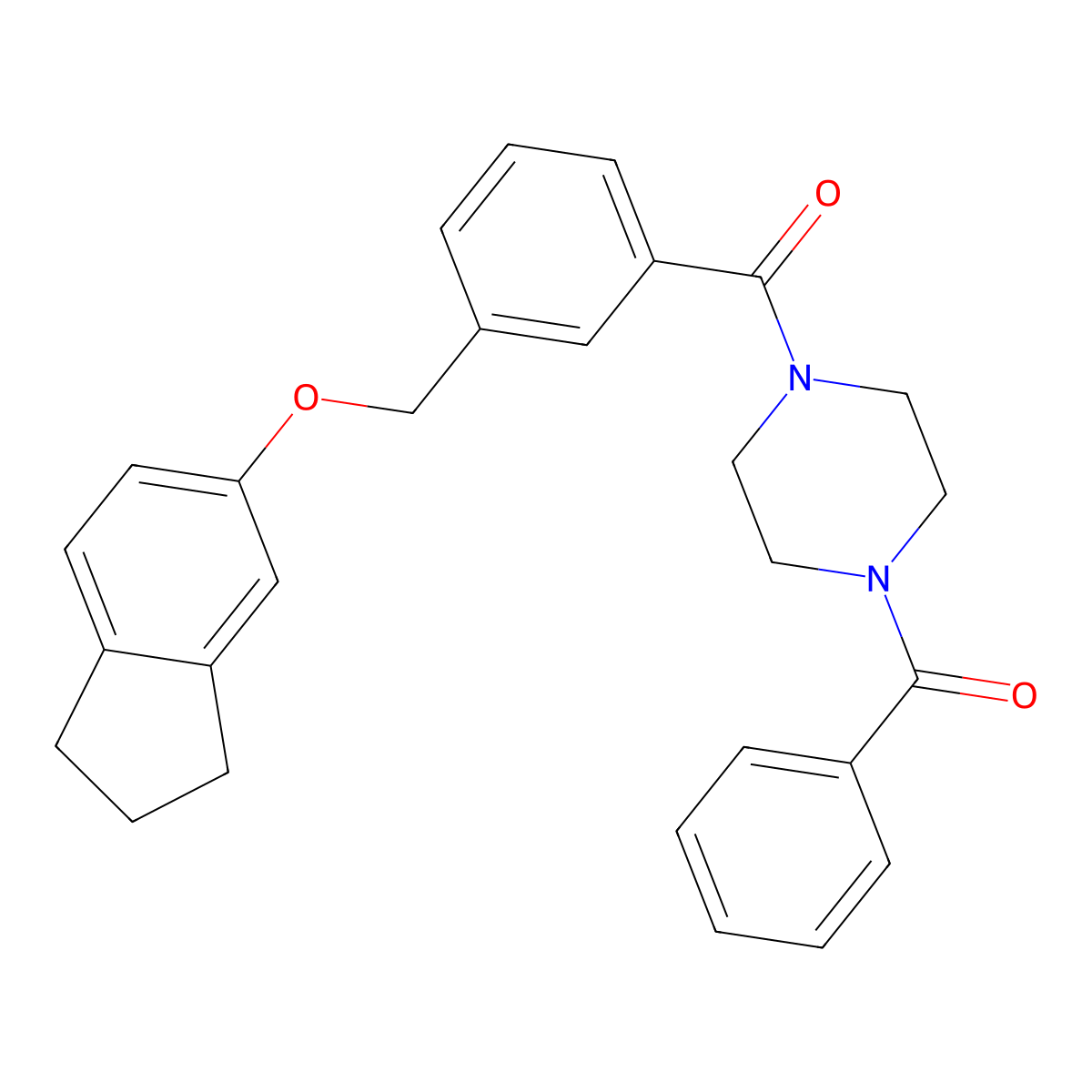 [4-[3-(2,3-dihydro-1H-inden-5-yloxymethyl)benzoyl]piperazin-1-yl]-phenylmethanone molecular structure, CAS 438530-42-8