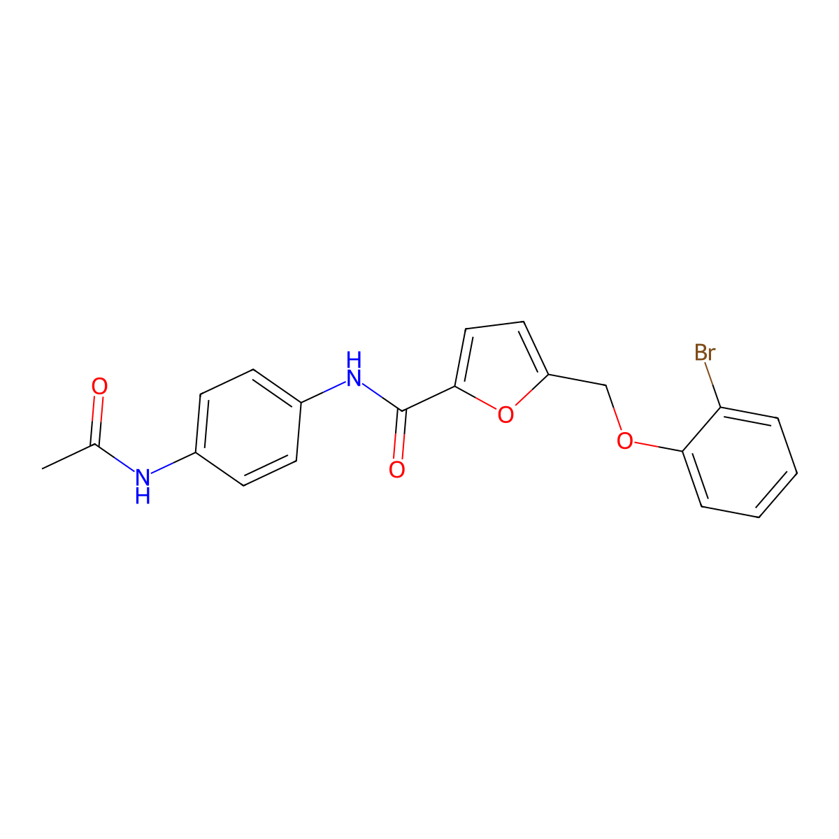 N-(4-acetamidophenyl)-5-[(2-bromophenoxy)methyl]furan-2-carboxamide molecular structure, CAS 438530-51-9