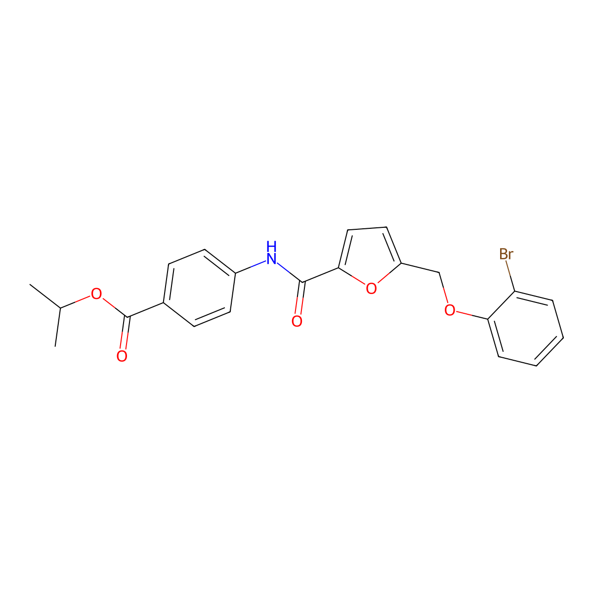 Isopropyl 4-({5-[(2-bromophenoxy)methyl]-2-furoyl}amino)benzoate molecular structure, CAS 438530-68-8