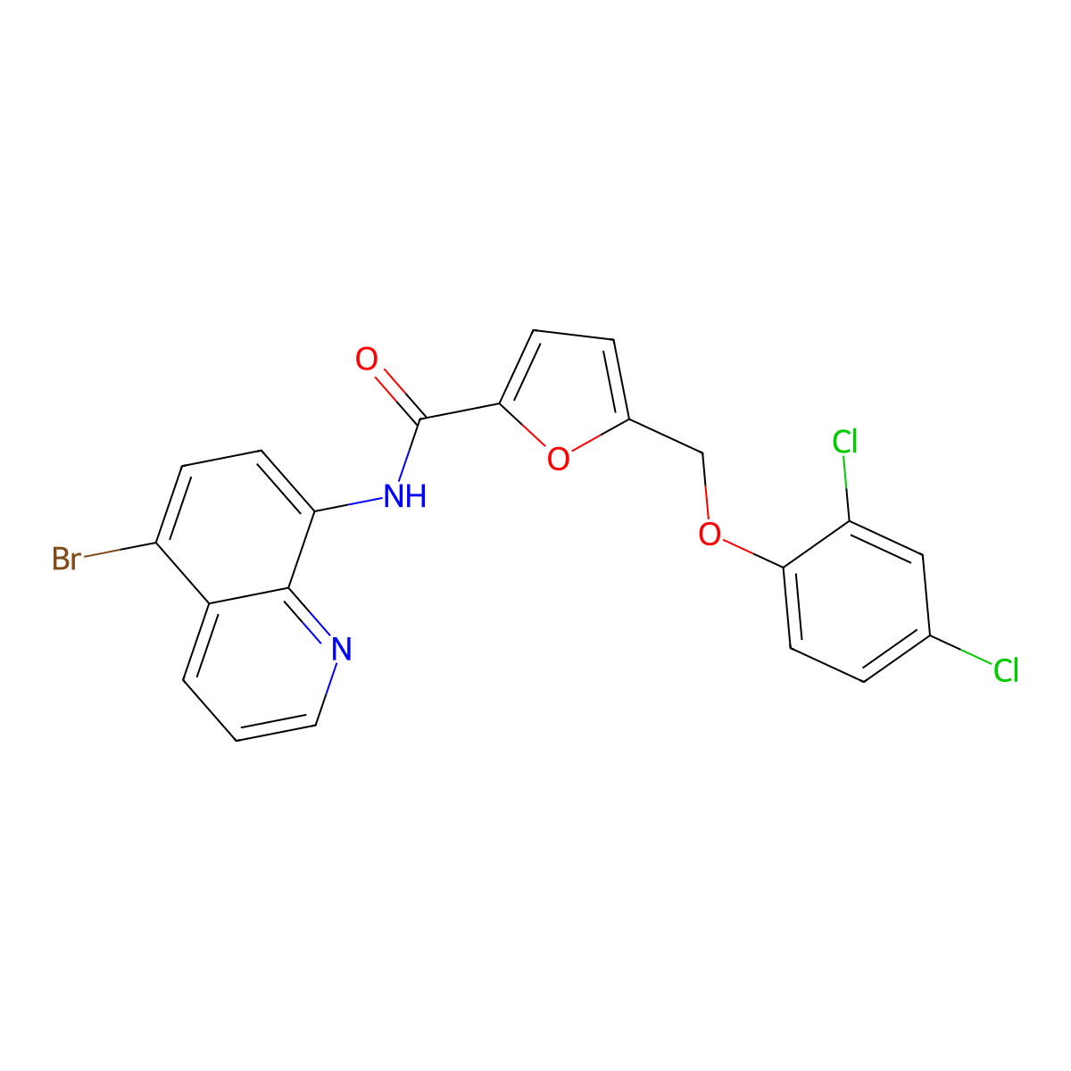 N-(5-Bromo-8-quinolinyl)-5-((2,4-dichlorophenoxy)methyl)-2-furancarboxamide molecular structure, CAS 438530-74-6