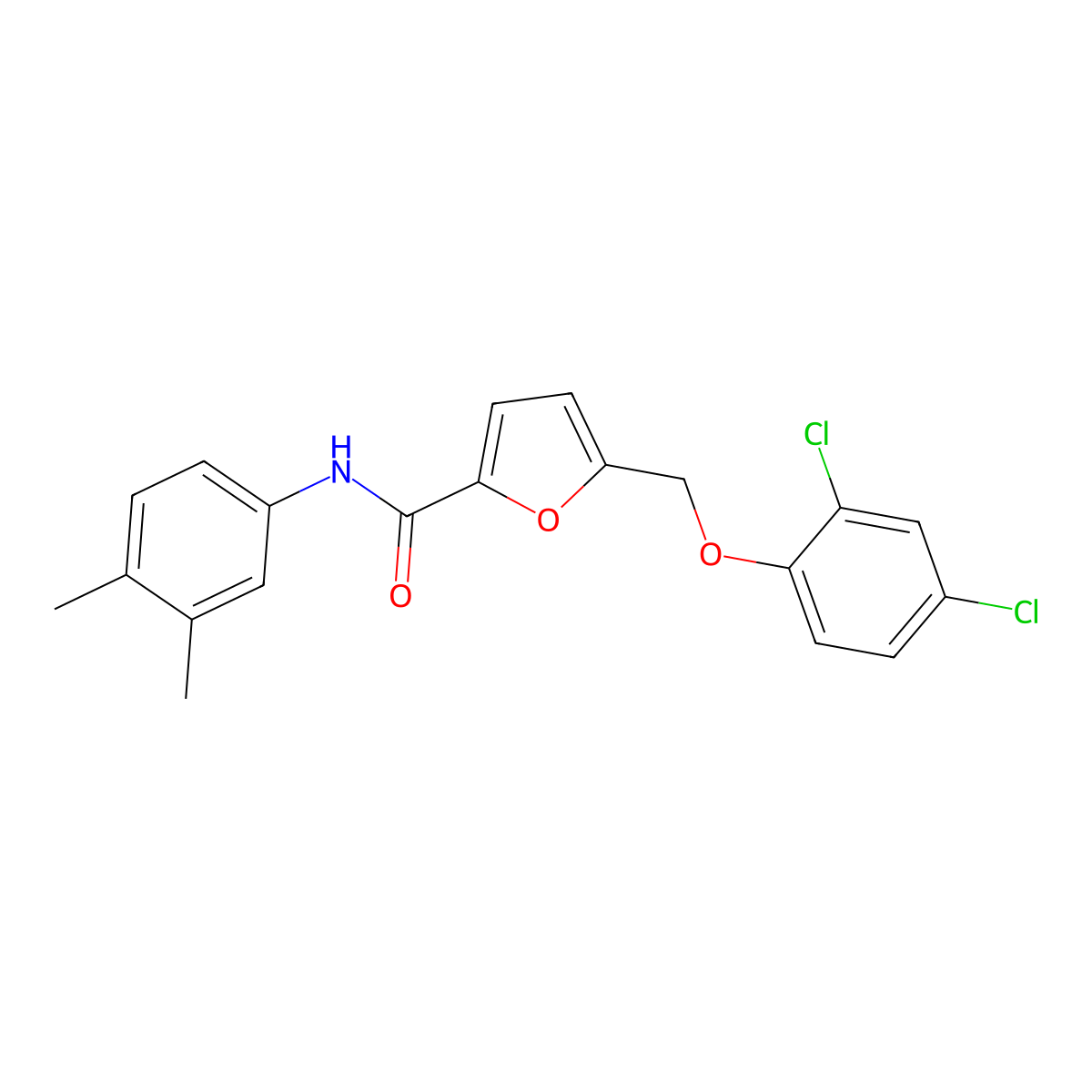 5-[(2,4-dichlorophenoxy)methyl]-N-(3,4-dimethylphenyl)furan-2-carboxamide molecular structure, CAS 438530-75-7