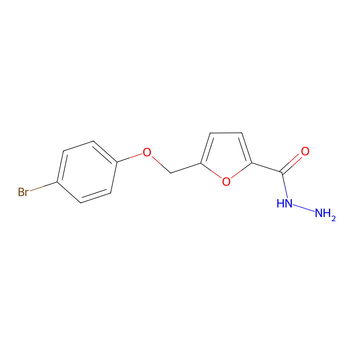 5-[(4-Bromophenoxy)methyl]-2-furancarboxylic acid hydrazide molecular structure, CAS 438530-78-0
