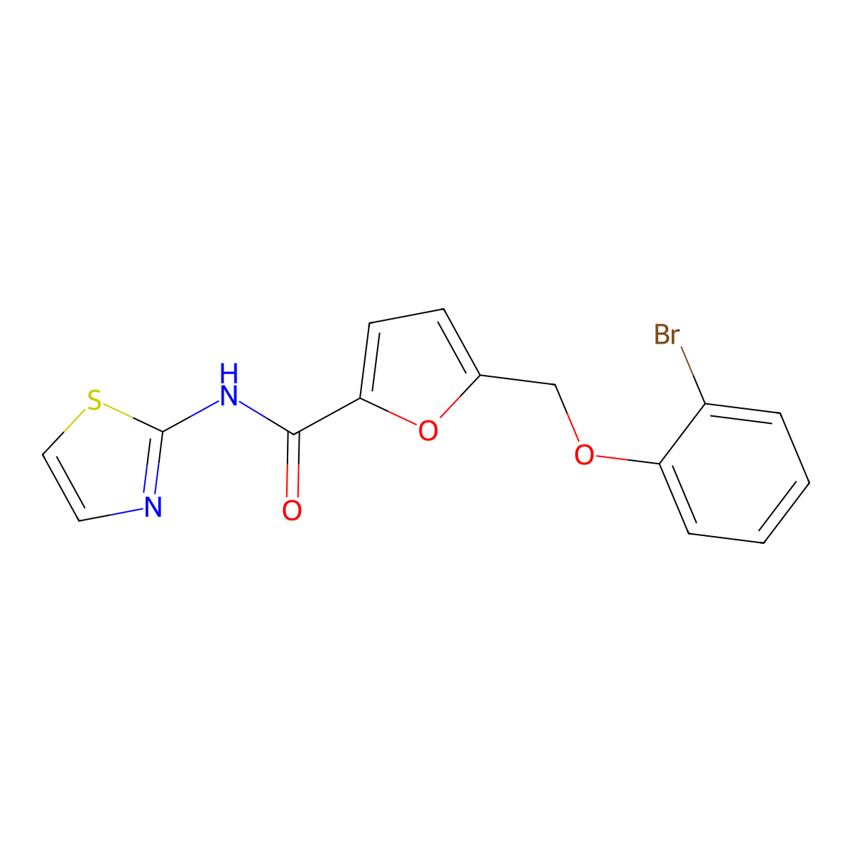 5-[(2-bromophenoxy)methyl]-N-(1,3-thiazol-2-yl)furan-2-carboxamide molecular structure, CAS 438530-80-4
