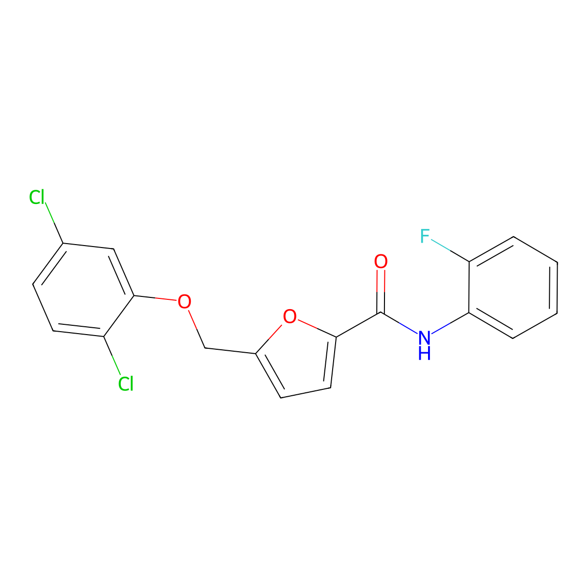 5-[(2,5-Dichlorophenoxy)methyl]-N-(2-fluorophenyl)-2-furancarboxamide molecular structure, CAS 438530-84-8