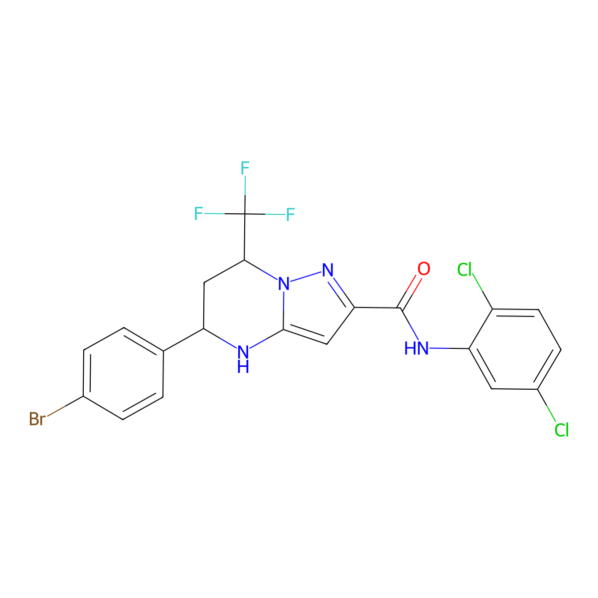5-(4-bromophenyl)-N-(2,5-dichlorophenyl)-7-(trifluoromethyl)-4,5,6,7-tetrahydropyrazolo[1,5-a]pyrimidine-2-carboxamide molecular structure, CAS 438531-24-9