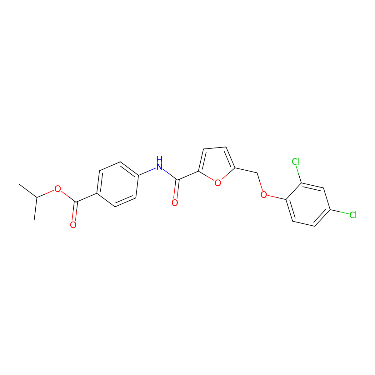 1-Methylethyl 4-(((5-((2,4-dichlorophenoxy)methyl)-2-furanyl)carbonyl)amino)benzoate molecular structure, CAS 438531-39-6