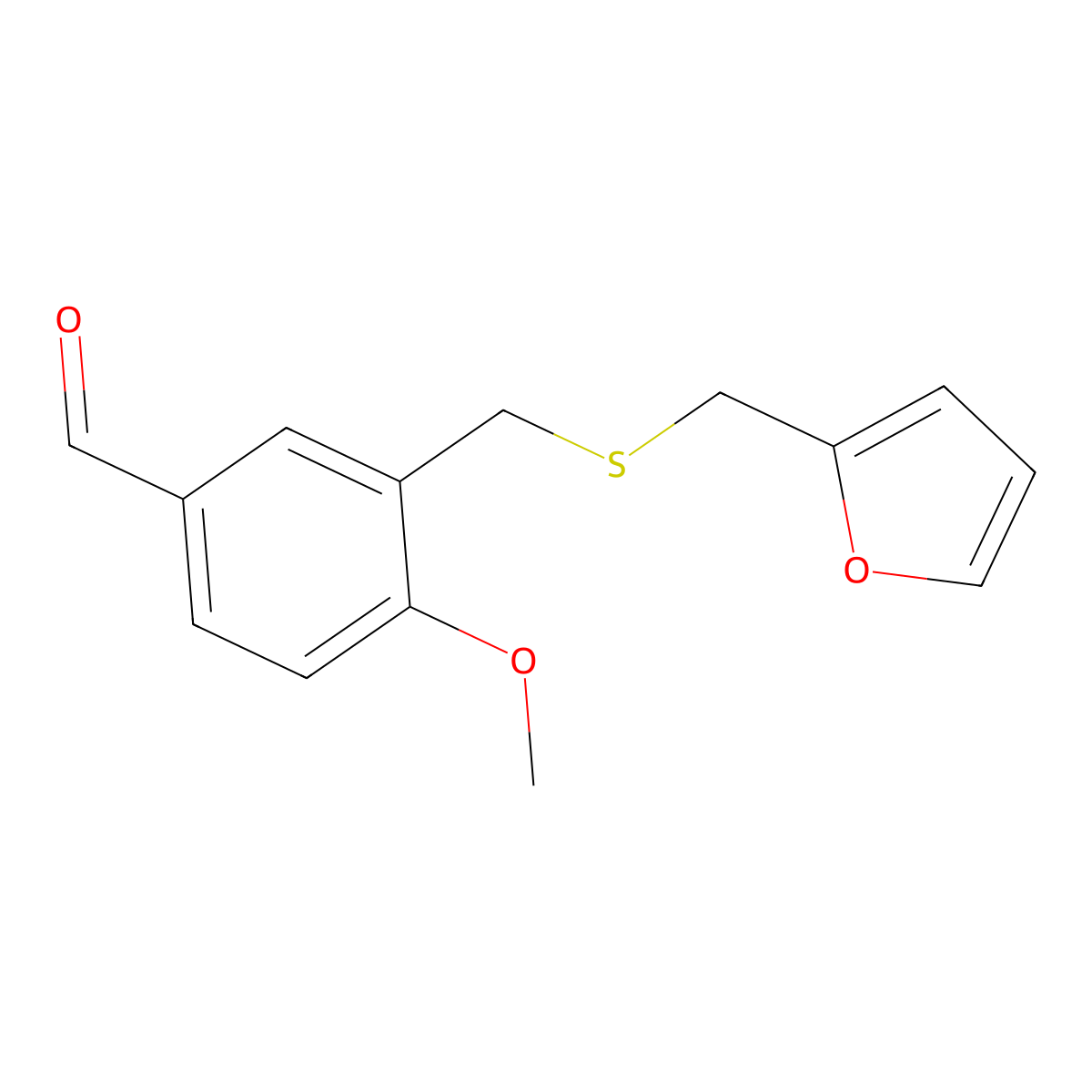 3-{[(2-Furylmethyl)thio]methyl}-4-methoxybenzaldehyde molecular structure, CAS 438531-40-9
