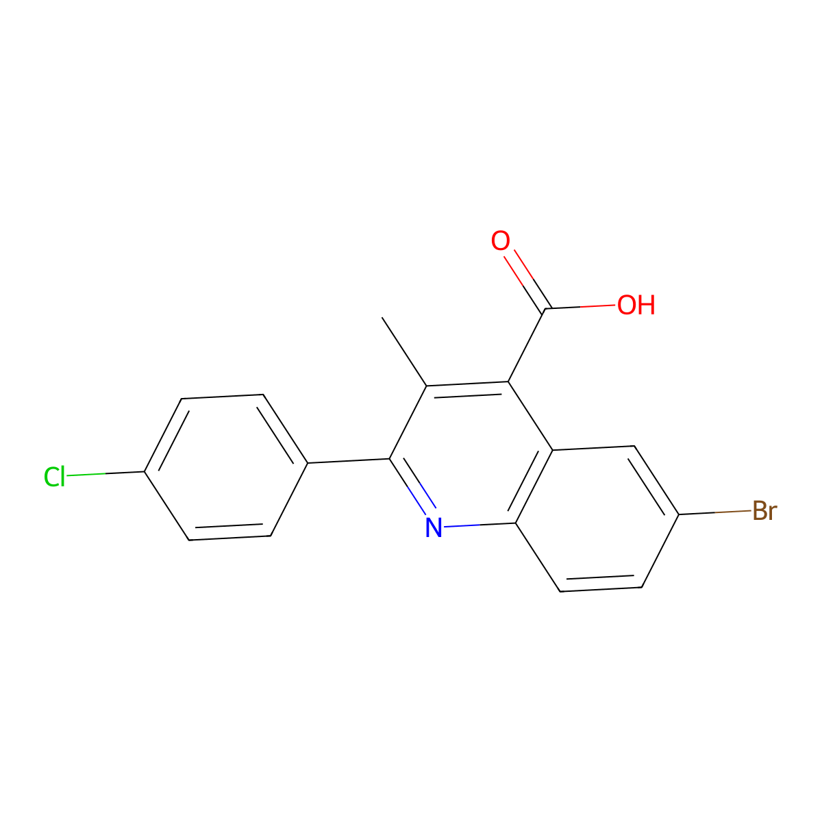 6-Bromo-2-(4-chlorophenyl)-3-methylquinoline-4-carboxylic acid molecular structure, CAS 438531-53-4