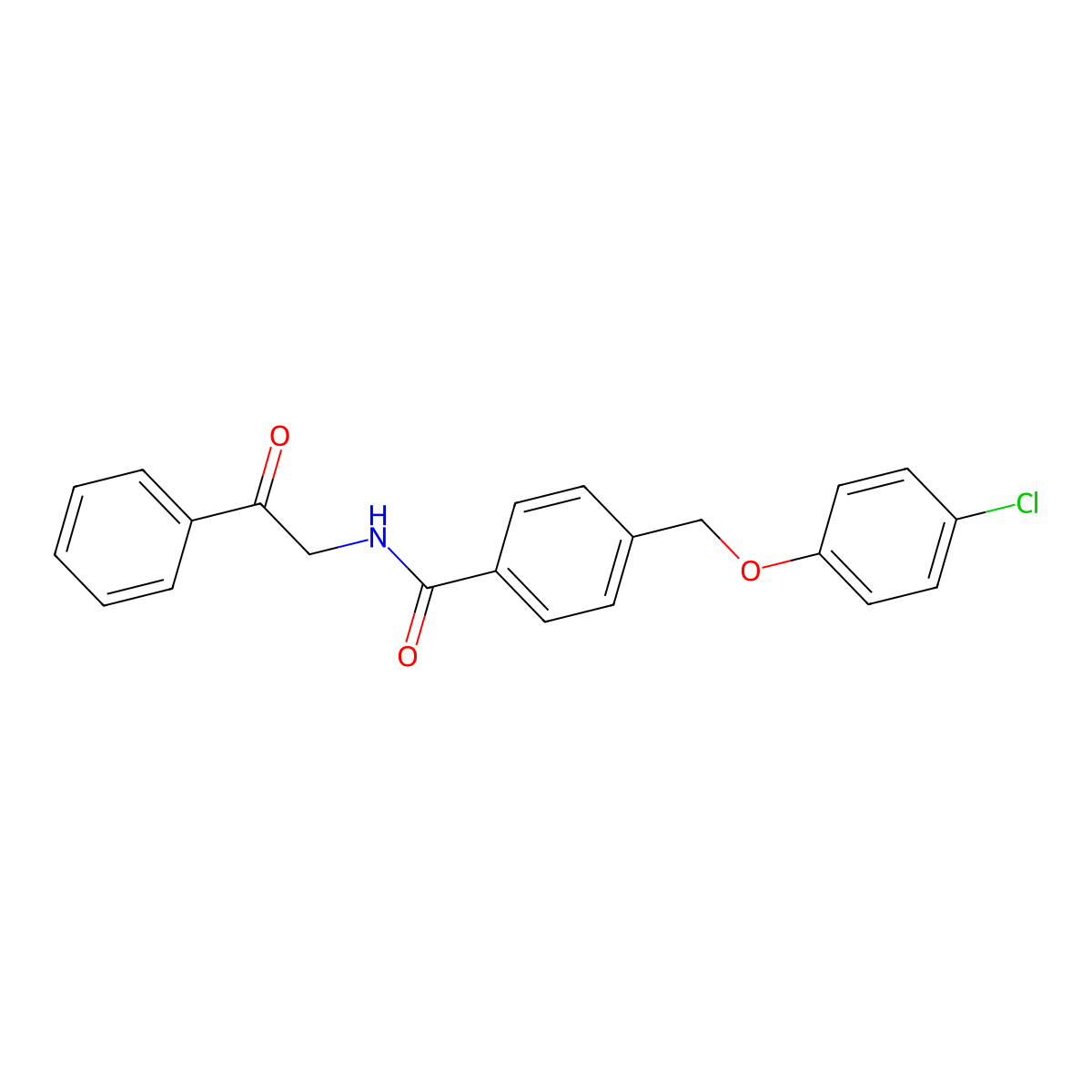 4-[(4-chlorophenoxy)methyl]-N-phenacylbenzamide molecular structure, CAS 438531-78-3