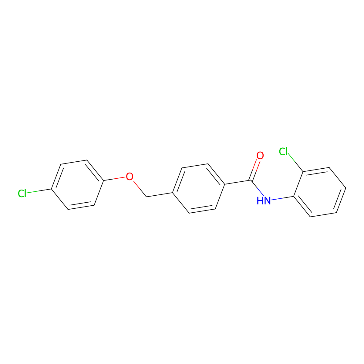 4-[(4-chlorophenoxy)methyl]-N-(2-chlorophenyl)benzamide molecular structure, CAS 438531-84-1