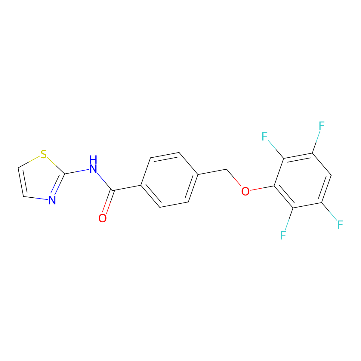4-[(2,3,5,6-tetrafluorophenoxy)methyl]-N-(1,3-thiazol-2-yl)benzamide molecular structure, CAS 438531-85-2