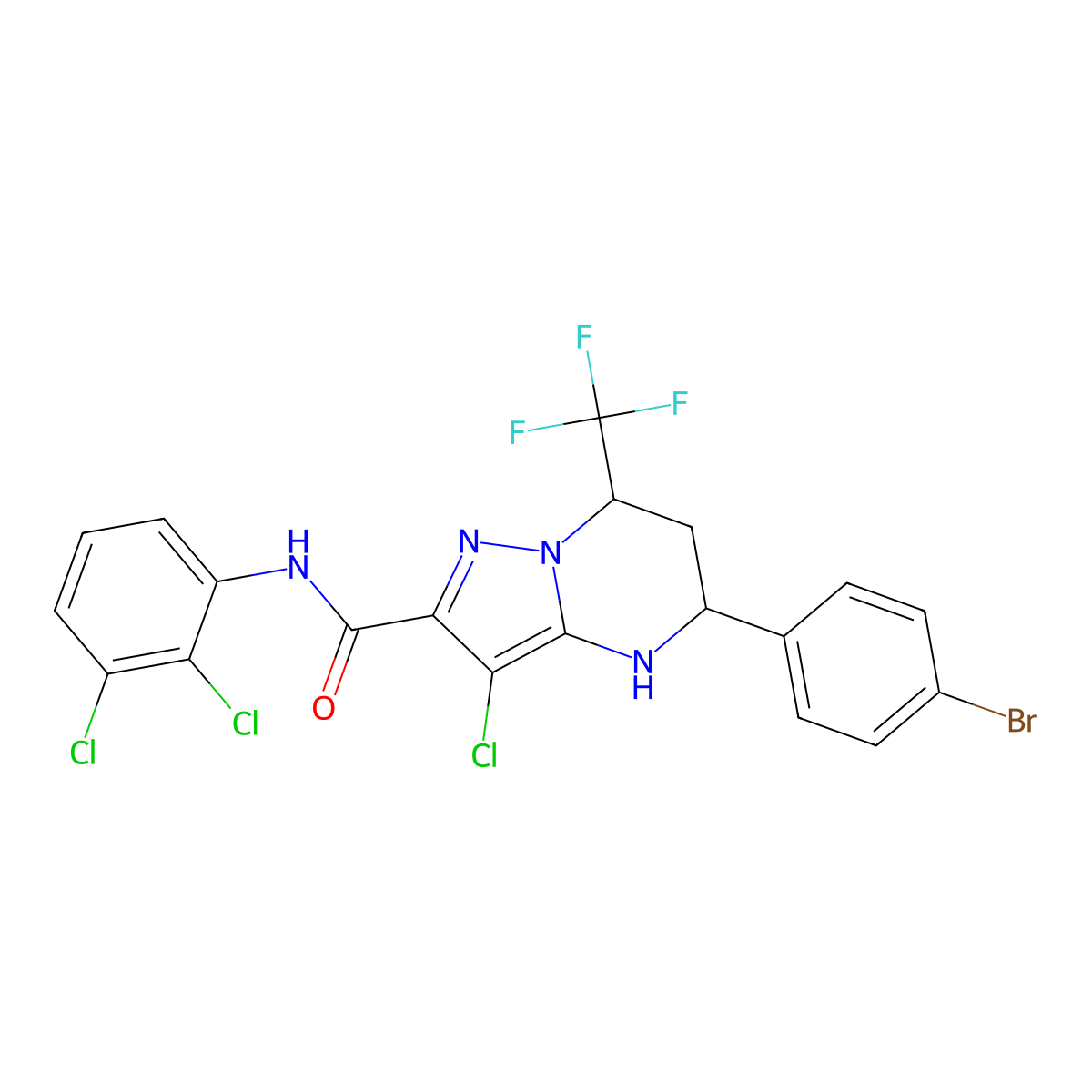 5-(4-bromophenyl)-3-chloro-N-(2,3-dichlorophenyl)-7-(trifluoromethyl)-4,5,6,7-tetrahydropyrazolo[1,5-a]pyrimidine-2-carboxamide molecular structure, CAS 438531-88-5
