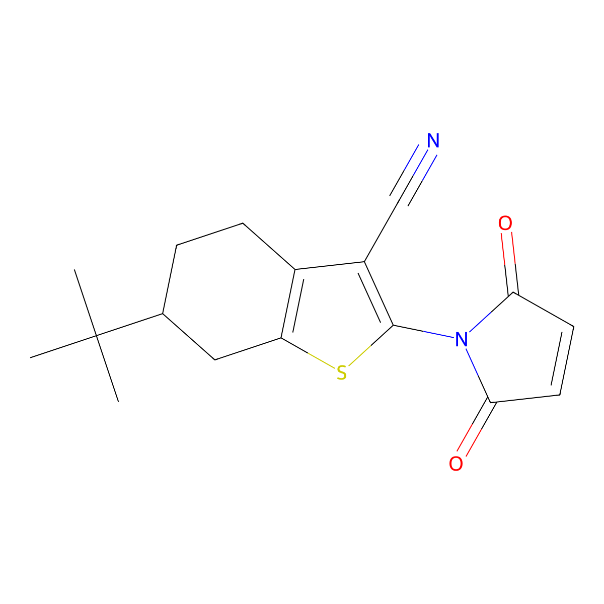 6-tert-Butyl-2-(2,5-dioxo-2,5-dihydro-1H-pyrrol-1-yl)-4,5,6,7-tetrahydro-1-benzothiophene-3-carbonitrile molecular structure, CAS 438532-35-5