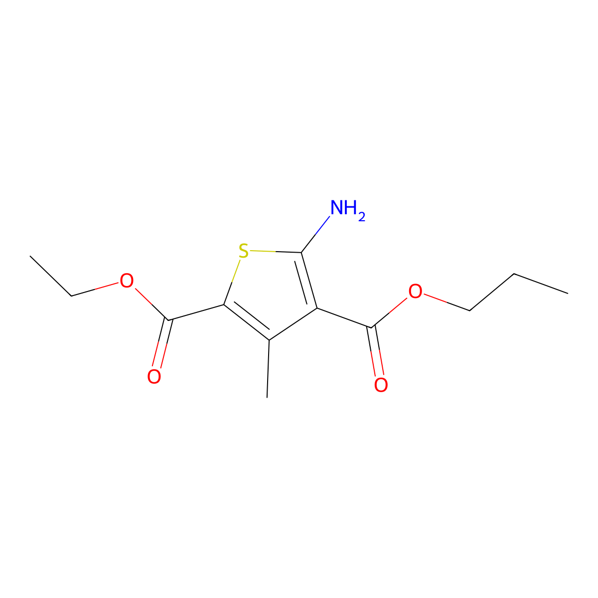 2-Ethyl 4-propyl 5-amino-3-methylthiophene-2,4-dicarboxylate molecular structure, CAS 438532-50-4