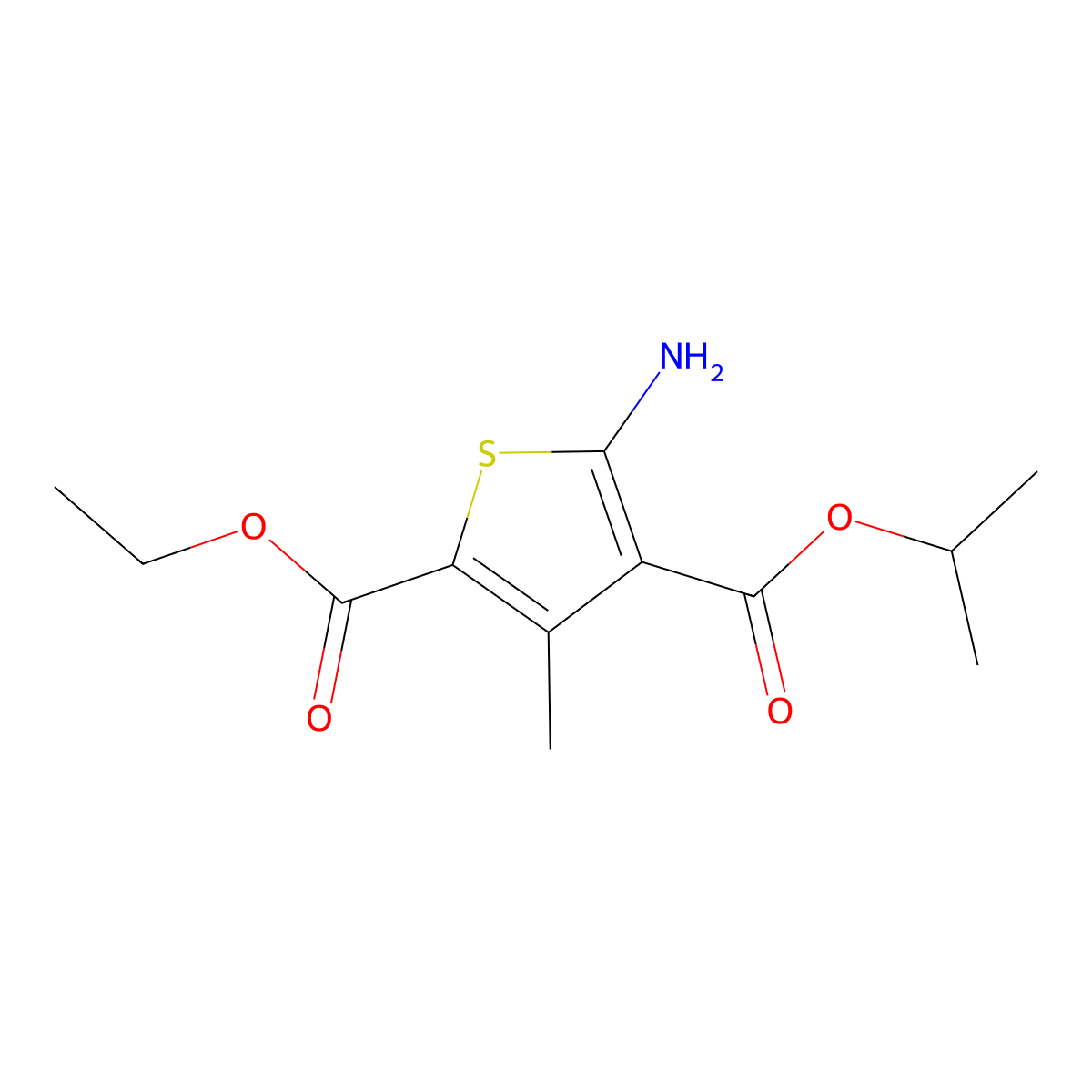 2-Ethyl 4-(1-methylethyl) 5-amino-3-methyl-2,4-thiophenedicarboxylate molecular structure, CAS 438532-52-6